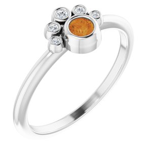 Platinum Natural Citrine & .04 CTW Natural Diamond Ring