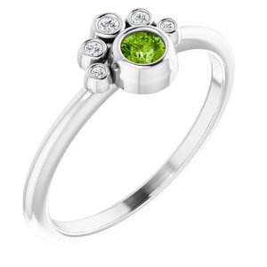 14K White Gold Natural Peridot & .04 CTW Natural Diamond Ring