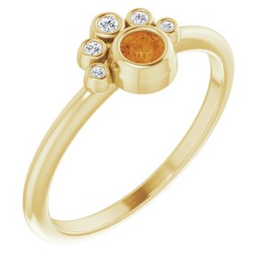 14K Yellow Gold Natural Citrine & .04 CTW Natural Diamond Ring