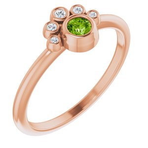 14K Rose Gold Natural Peridot & .04 CTW Natural Diamond Ring