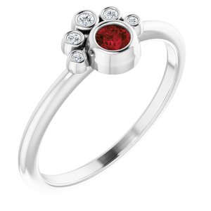 Sterling Silver Natural Mozambique Garnet & .04 CTW Natural Diamond Ring