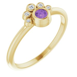 14K Yellow Gold Natural Amethyst & .04 CTW Natural Diamond Ring