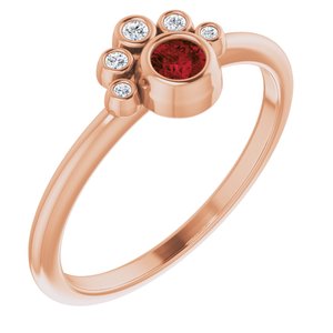 14K Rose Gold Natural Mozambique Garnet & .04 CTW Natural Diamond Ring