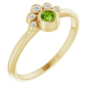 14K Yellow Gold Natural Peridot & .04 CTW Natural Diamond Ring