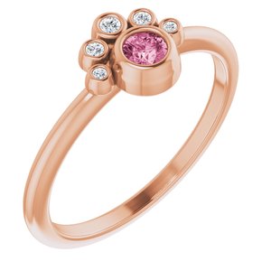 14K Rose Gold Natural Pink Tourmaline & .04 CTW Natural Diamond Ring