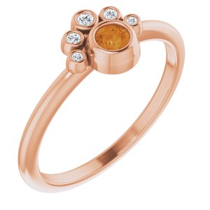 14K Rose Gold Natural Citrine & .04 CTW Natural Diamond Ring