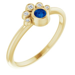 14K Yellow Gold Lab-Grown Blue Sapphire & .04 CTW Natural Diamond Ring