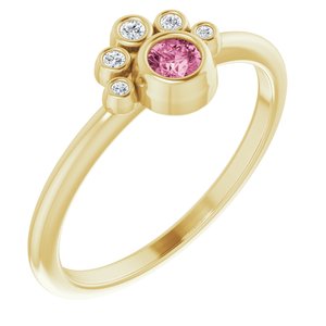 14K Yellow Gold Natural Pink Tourmaline & .04 CTW Natural Diamond Ring