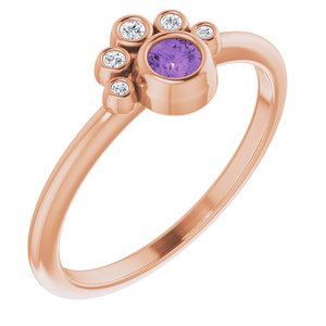 14K Rose Gold Natural Amethyst & .04 CTW Natural Diamond Ring