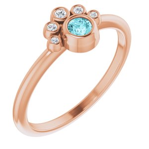 14K Rose Gold Natural Blue Zircon & .04 CTW Natural Diamond Ring