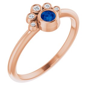 14K Rose Gold Lab-Grown Blue Sapphire & .04 CTW Natural Diamond Ring
