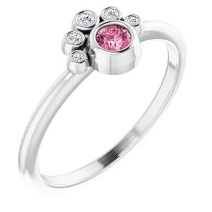 14K White Gold Natural Pink Tourmaline & .04 CTW Natural Diamond Ring