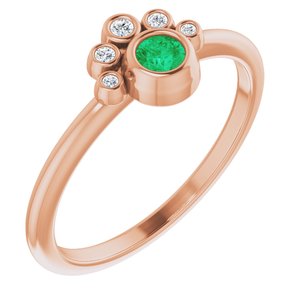 14K Rose Gold Lab-Grown Emerald & .04 CTW Natural Diamond Ring