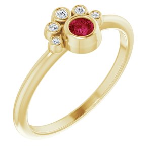 14K Yellow Gold Natural Ruby & .04 CTW Natural Diamond Ring