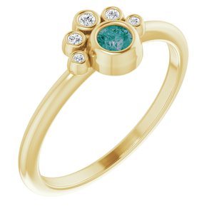14K Yellow Gold Natural Alexandrite & .04 CTW Natural Diamond Ring