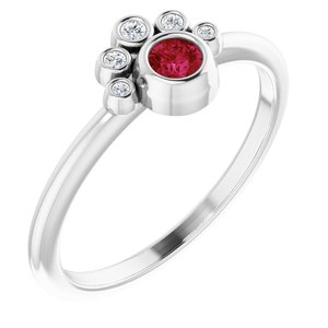 14K White Gold Lab-Grown Ruby & .04 CTW Natural Diamond Ring
