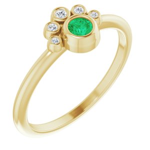 14K Yellow Gold Lab-Grown Emerald & .04 CTW Natural Diamond Ring