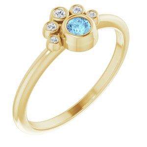 14K Yellow Gold Natural Aquamarine & .04 CTW Natural Diamond Ring