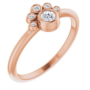14K Rose Gold Natural White Sapphire & .04 CTW Natural Diamond Ring