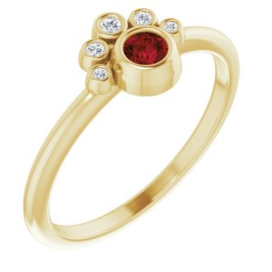 14K Yellow Gold Natural Mozambique Garnet & .04 CTW Natural Diamond Ring