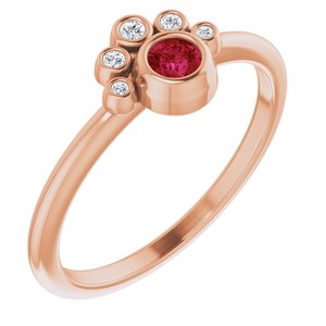 14K Rose Gold Lab-Grown Ruby & .04 CTW Natural Diamond Ring