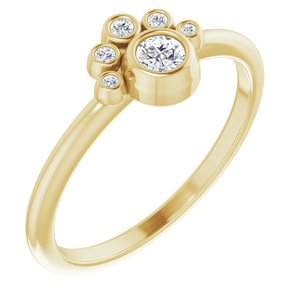 14K Yellow Gold Natural White Sapphire & .04 CTW Natural Diamond Ring