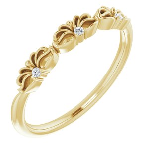 14K Yellow Gold .03 CTW Natural Diamond Crown Ring