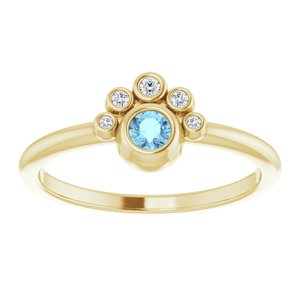 14K Yellow Gold Natural Aquamarine & .04 CTW Natural Diamond Ring