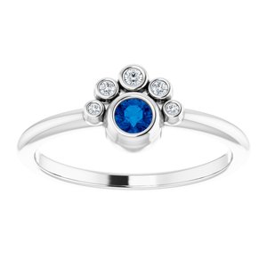 Platinum Natural Blue Sapphire & .04 CTW Natural Diamond Ring