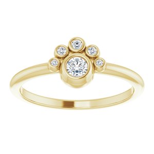 14K Yellow Gold Natural White Sapphire & .04 CTW Natural Diamond Ring