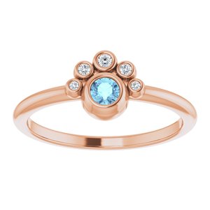 14K Rose Gold Natural Aquamarine & .04 CTW Natural Diamond Ring