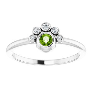 Sterling Silver Natural Peridot & .04 CTW Natural Diamond Ring