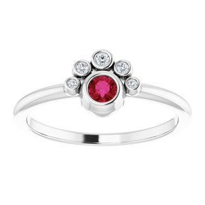 Sterling Silver Natural Ruby & .04 CTW Natural Diamond Ring
