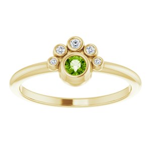 14K Yellow Gold Natural Peridot & .04 CTW Natural Diamond Ring