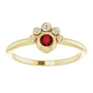14K Yellow Gold Natural Mozambique Garnet & .04 CTW Natural Diamond Ring