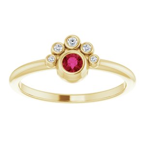 14K Yellow Gold Natural Ruby & .04 CTW Natural Diamond Ring