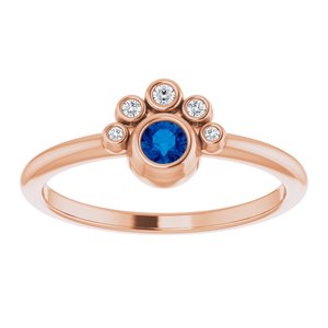 14K Rose Gold Natural Blue Sapphire & .04 CTW Natural Diamond Ring