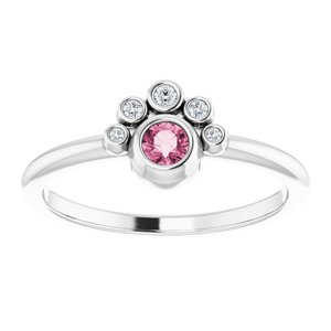 Sterling Silver Natural Pink Tourmaline & .04 CTW Natural Diamond Ring