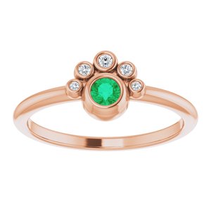 14K Rose Gold Lab-Grown Emerald & .04 CTW Natural Diamond Ring