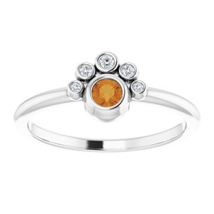 14K White Gold Natural Citrine & .04 CTW Natural Diamond Ring
