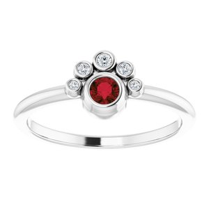 14K White Gold Natural Mozambique Garnet & .04 CTW Natural Diamond Ring