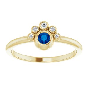 14K Yellow Gold Natural Blue Sapphire & .04 CTW Natural Diamond Ring