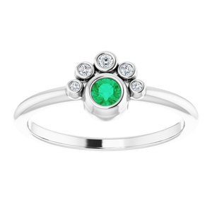 Sterling Silver Lab-Grown Emerald & .04 CTW Natural Diamond Ring