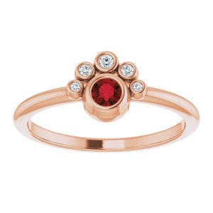 14K Rose Gold Natural Mozambique Garnet & .04 CTW Natural Diamond Ring