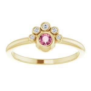 14K Yellow Gold Natural Pink Tourmaline & .04 CTW Natural Diamond Ring