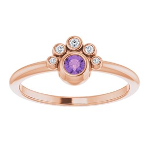 14K Rose Gold Natural Amethyst & .04 CTW Natural Diamond Ring