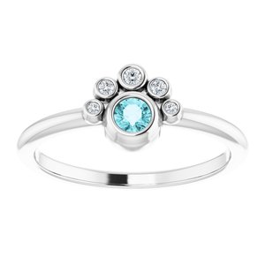 Sterling Silver Natural Blue Zircon & .04 CTW Natural Diamond Ring