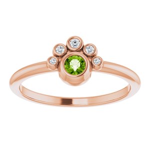 14K Rose Gold Natural Peridot & .04 CTW Natural Diamond Ring