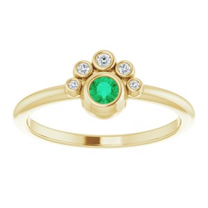 14K Yellow Gold Lab-Grown Emerald & .04 CTW Natural Diamond Ring