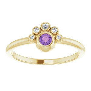 14K Yellow Gold Natural Amethyst & .04 CTW Natural Diamond Ring